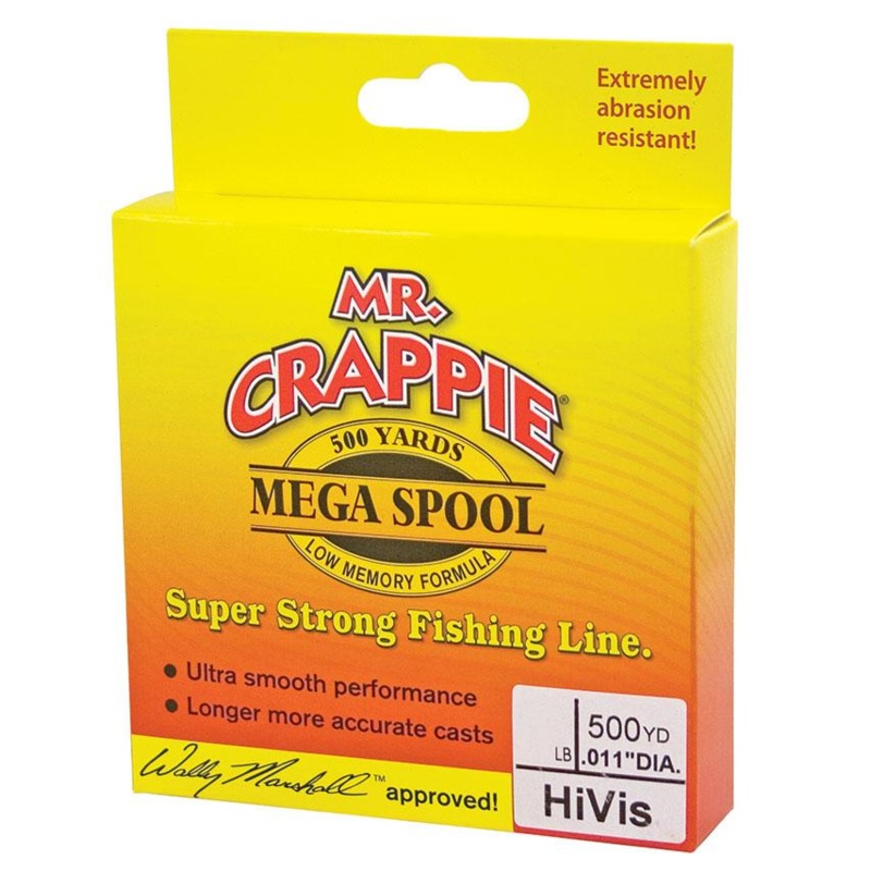 Mr Crappie Monofilament Line|4 lbs|6 lbs|8 lbs|HiVis|Clear|HIVis|500 Yds.|2000 Yds.|1500 Yds.|1200 Yds.