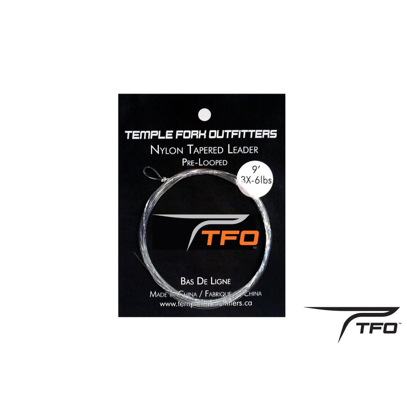 TFO NYLON LEADER|9′-2X, .009, 7.5lbs.|9′-3X, .008, 5.9lbs.|9′-4X, .007, 4.9lbs.|9′-5X, .006, 3.7lbs.|9′-6X, .005, 2.6lbs.