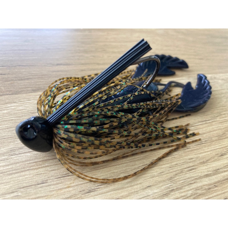 1/2oz WHACKED BRUSH HEAD COD JIG ~ BLACK GUPPY ~ Swim Craw Trailer