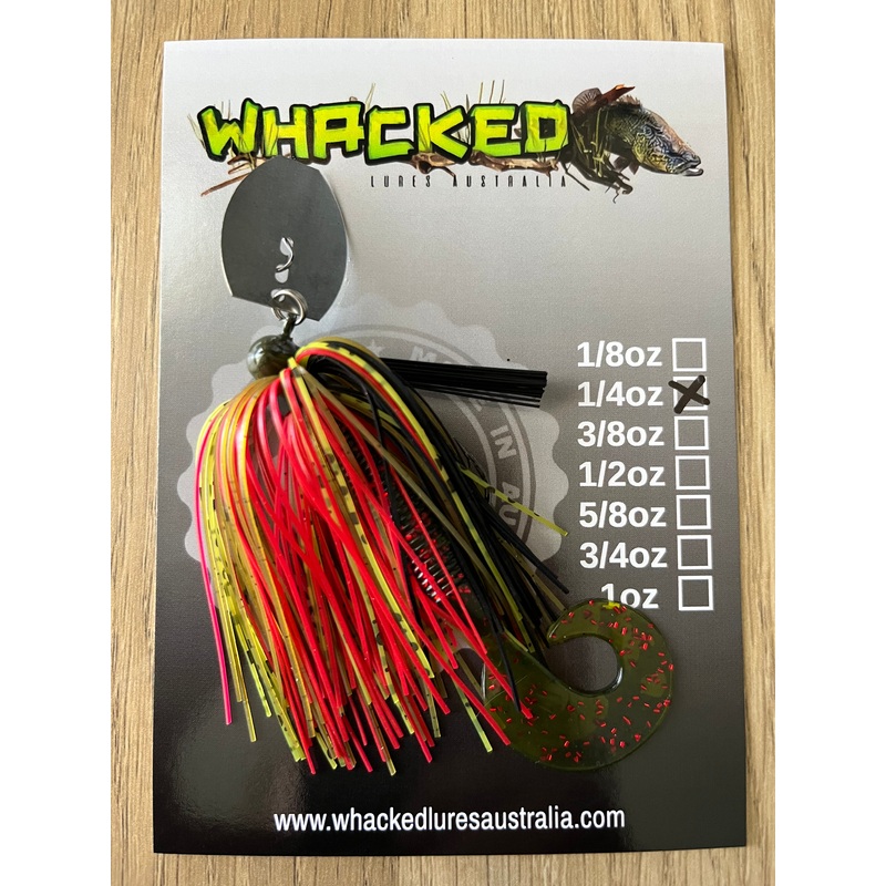 1/4oz Weedless Football Head Chatterbait ~ REDFIN GREEN ~ Grub Trailer