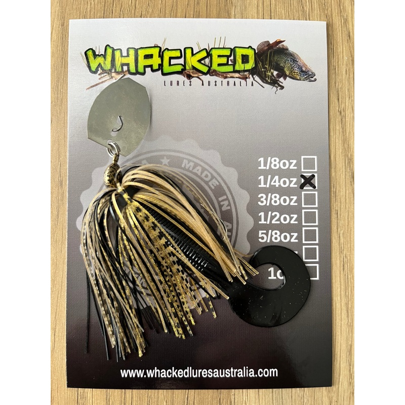 1/4oz Chatterbait ~ BLACK & GOLD ~ Grub Trailer