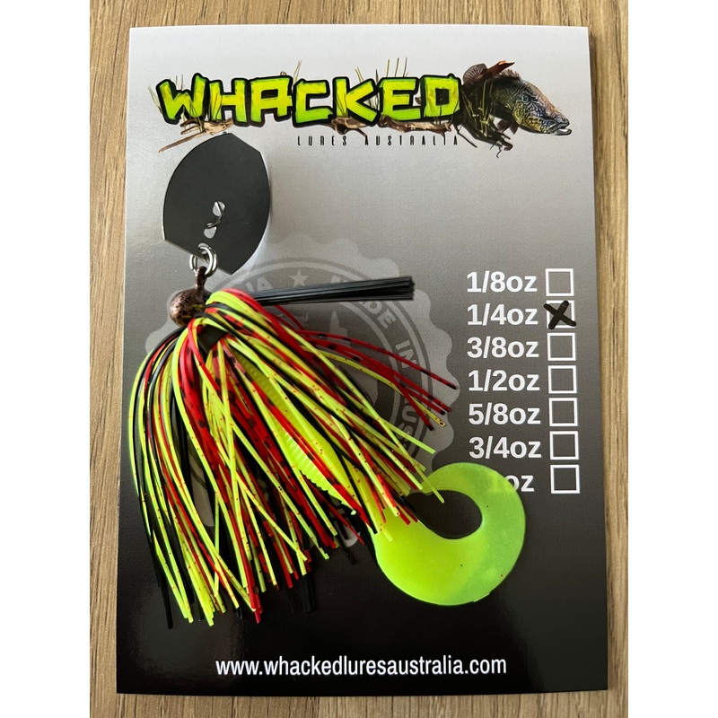 1/4oz Weedless Football Head Chatterbait ~ FIREFLY ~ Grub Trailer