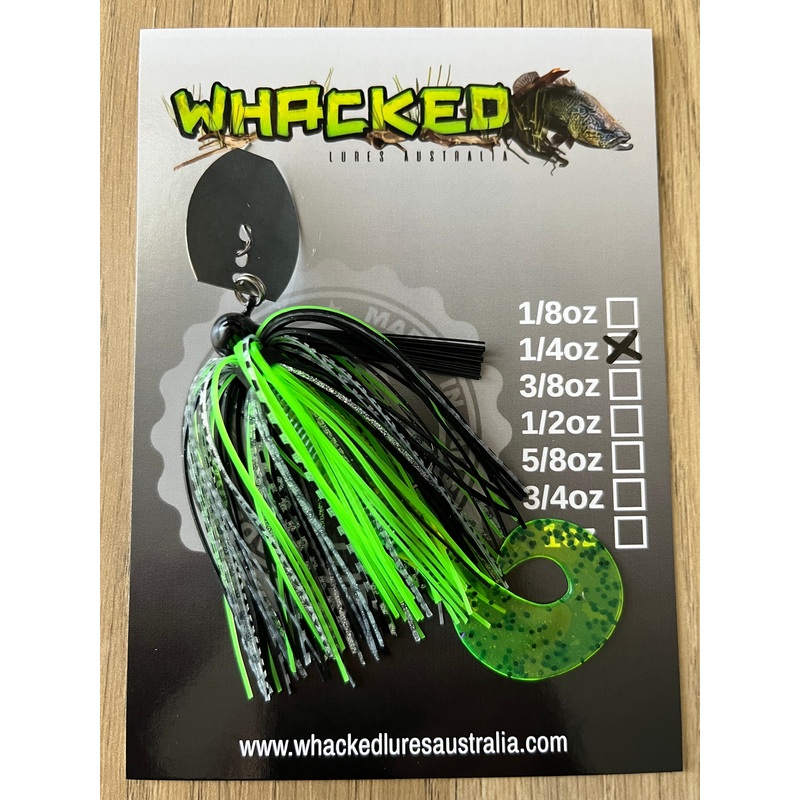 1/4oz Weedless Football Head Chatterbait ~ LIME SPIDER ~ Grub Trailer