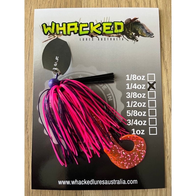 1/4oz Weedless Football Head Chatterbait ~ PINK & PURPLE ~ Grub Trailer
