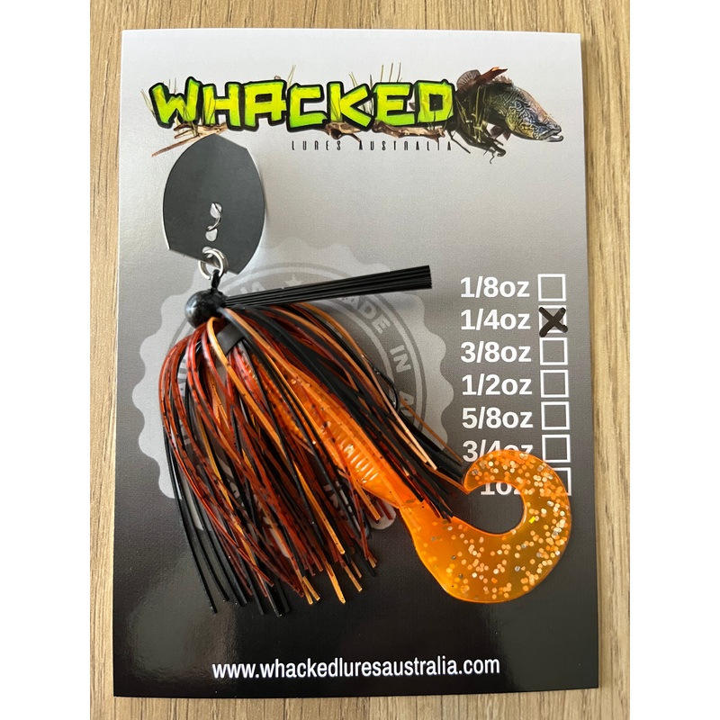 1/4oz Weedless Football Head Chatterbait ~ RUSTIC ORANGE ~ Grub Trailer