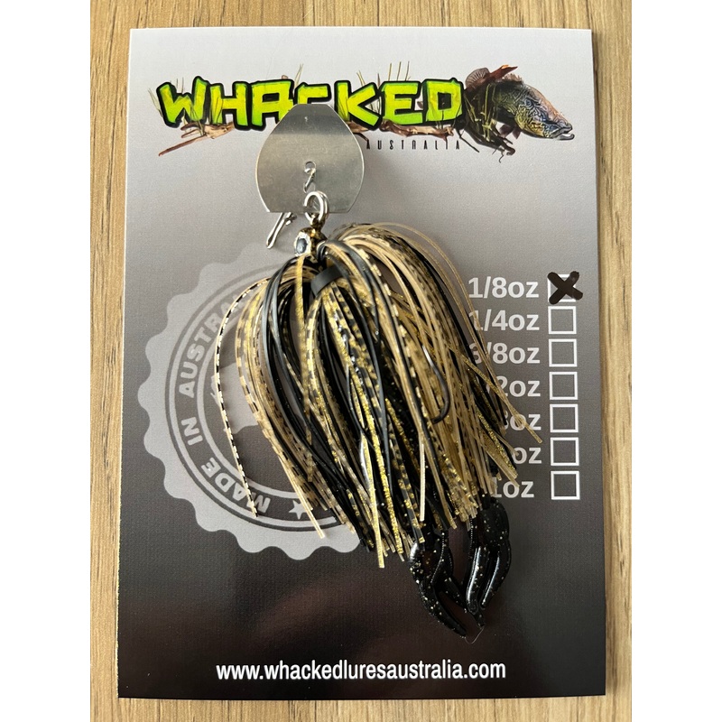 1/8oz Chatterbait ~ BLACK & GOLD ~ Nipper Trailer