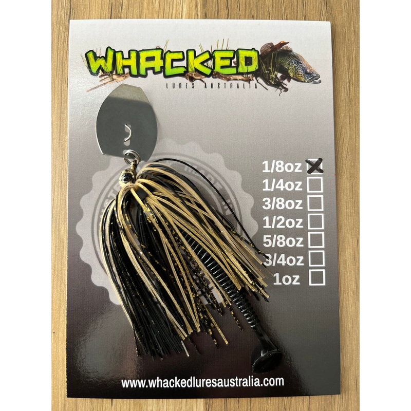 1/8oz Chatterbait ~ BLACK & GOLD ~ Paddle Worm Trailer
