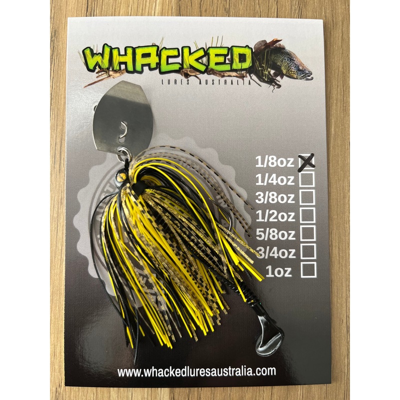 1/8oz Chatterbait ~ BLACK & YELLOW ~ Paddle Worm Trailer