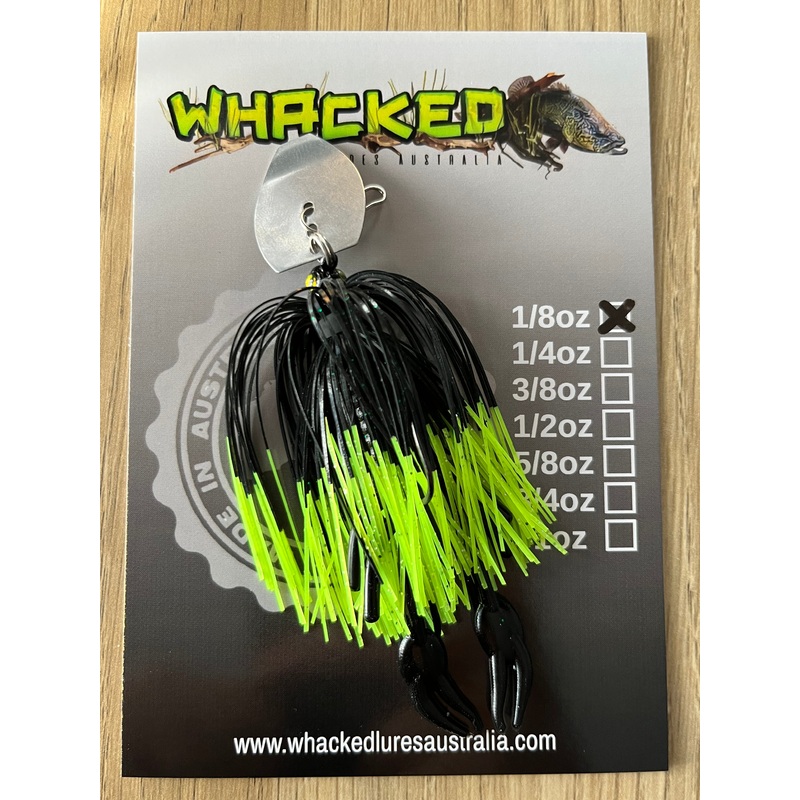 1/8oz Chatterbait ~ FLURO DIP BLACK ~ Nipper Trailer