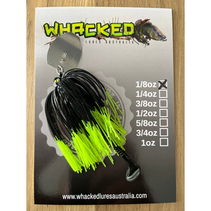 1/8oz Chatterbait ~ FLURO DIP BLACK ~ Paddle Worm Trailer