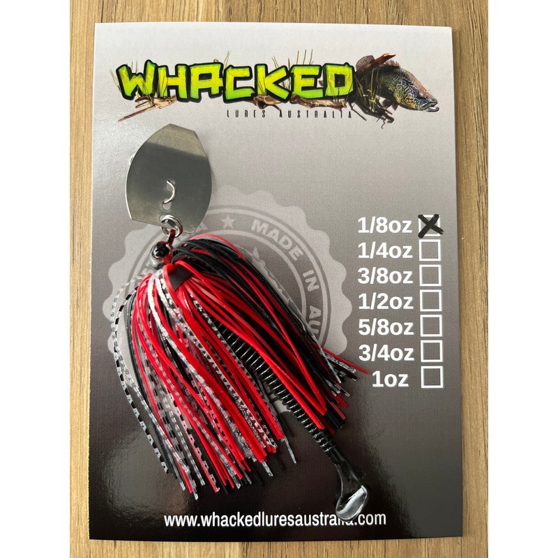 1/8oz Chatterbait ~ PHANTOM RED ~ Paddle Worm Trailer