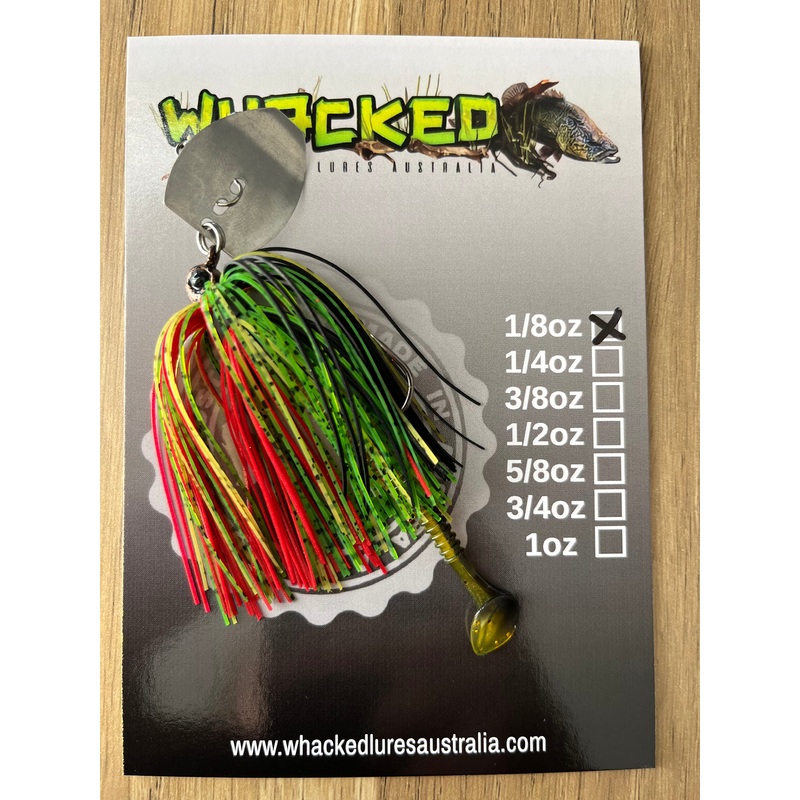 1/8oz Chatterbait ~ REDFIN GREEN ~ Paddle Worm Trailer