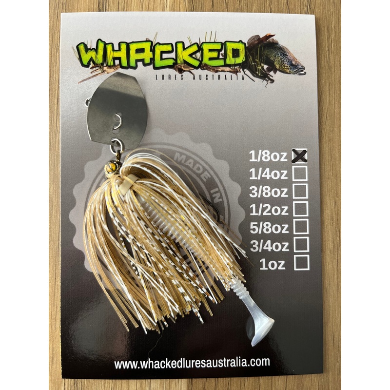 1/8oz Chatterbait ~ WHITE GOLD ~ Paddle Worm Trailer