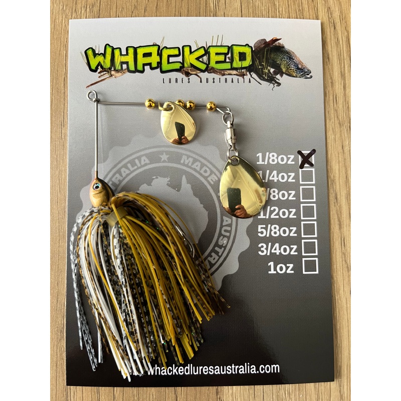 1/8oz Guppy Head Spinnerbait ~ BATTLE TOAD (Gold Blades)