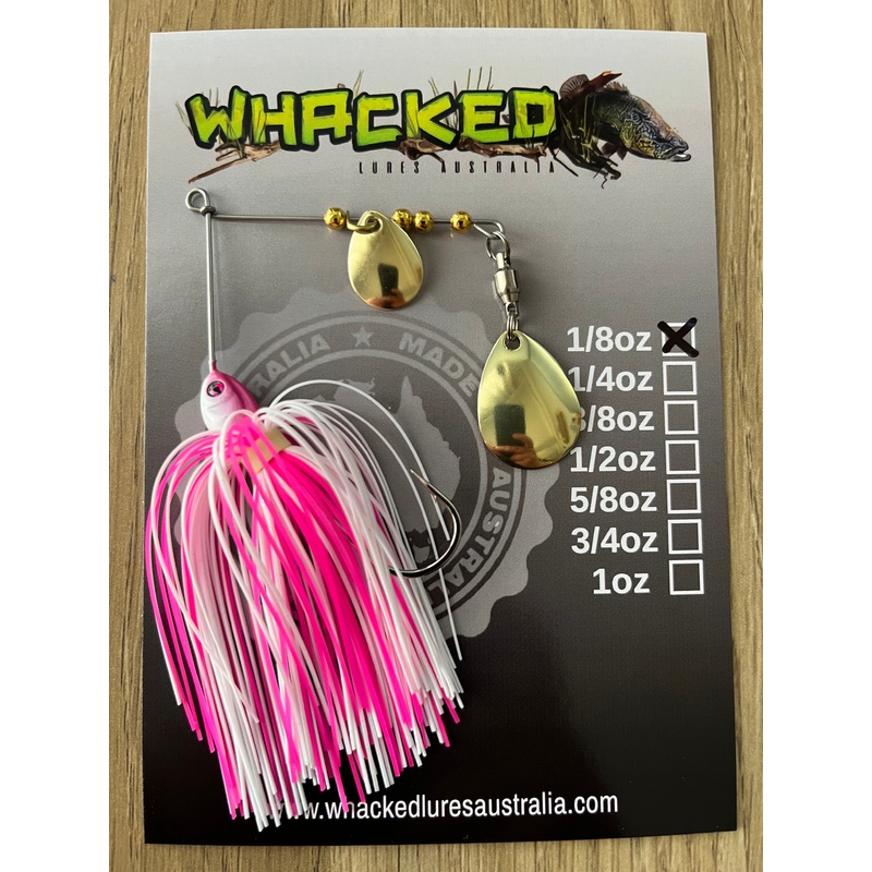 1/8oz Guppy Head Spinnerbait ~ COCONUT ICE (Gold Blades)