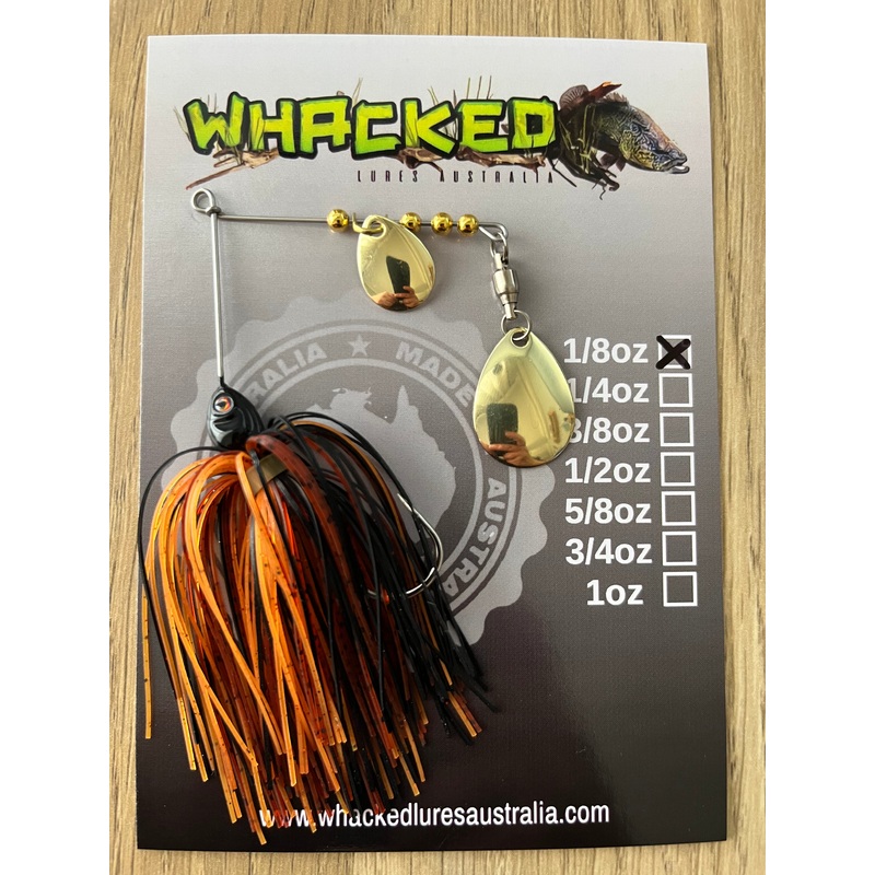 1/8oz Guppy Head Spinnerbait ~ RUSTIC ORANGE (Gold Blades)