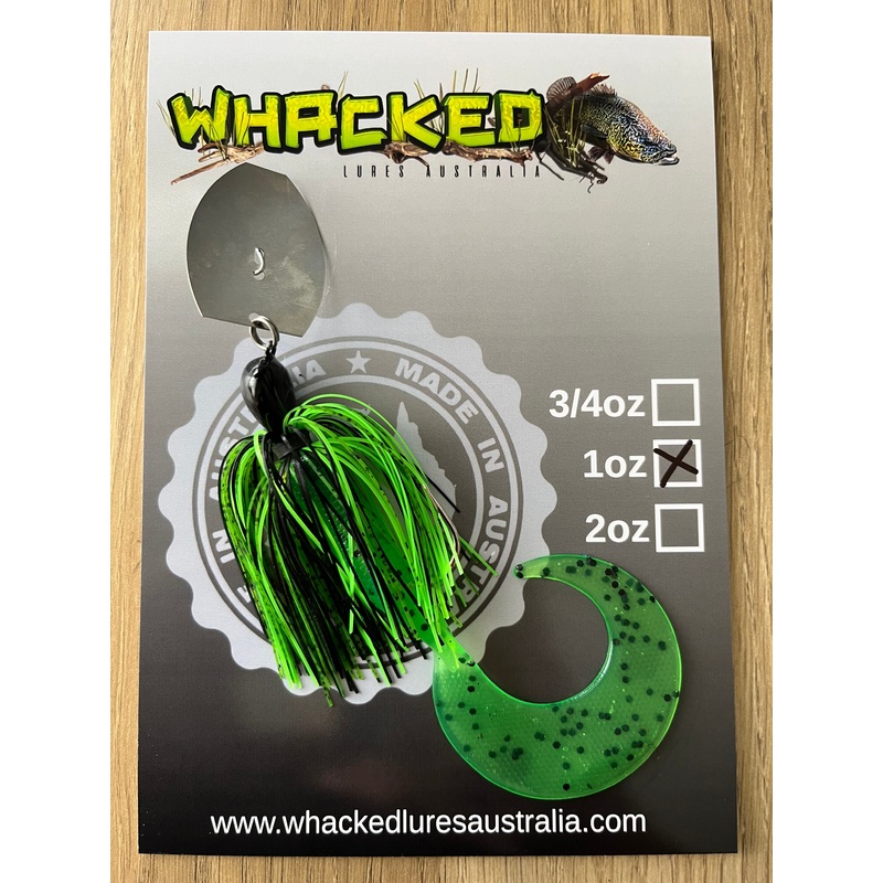 1oz CHATTERBAIT ~ GOBLIN GREEN ~ 6 Grub Trailer