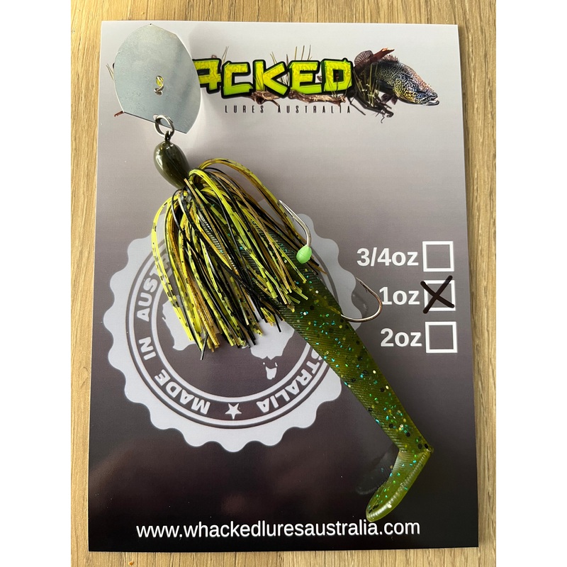 1oz CHATTERBAIT ~ GREMLIN GREEN ~ 5 Paddle Tail Trailer + Stinger
