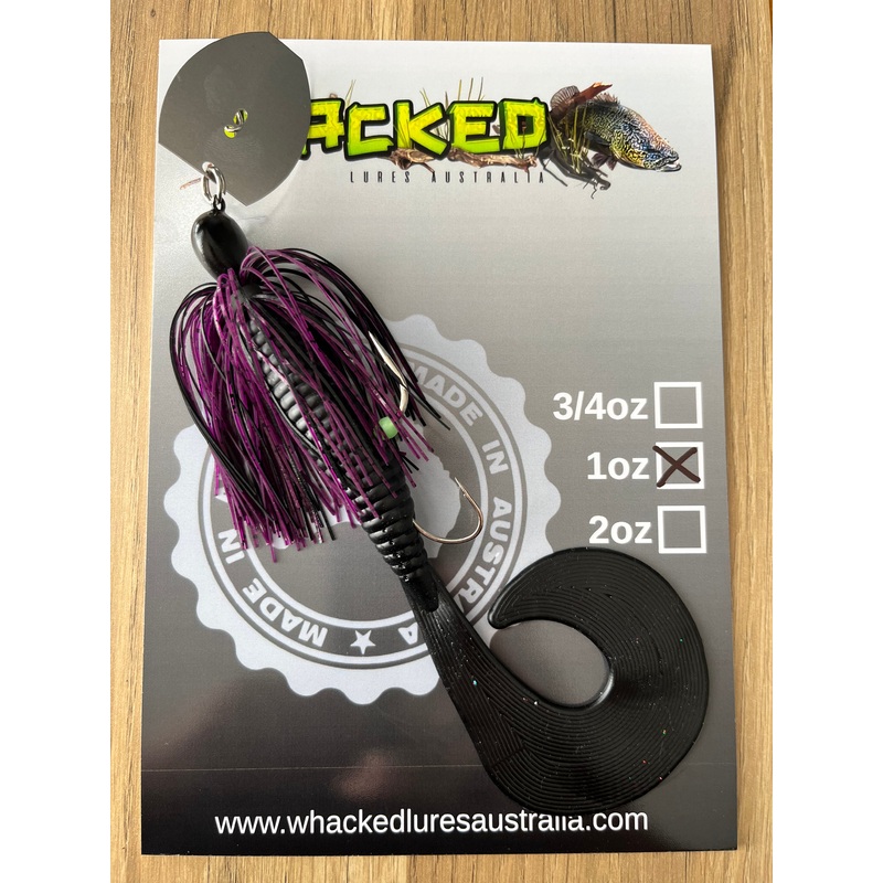 1oz CHATTERBAIT ~ PLUM BLACK ~ 8 Grub Trailer + Stinger