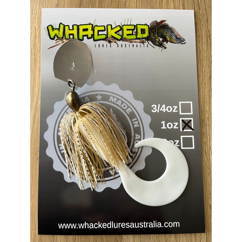 1oz CHATTERBAIT ~ WHITE GOLD ~ 6 Grub Trailer