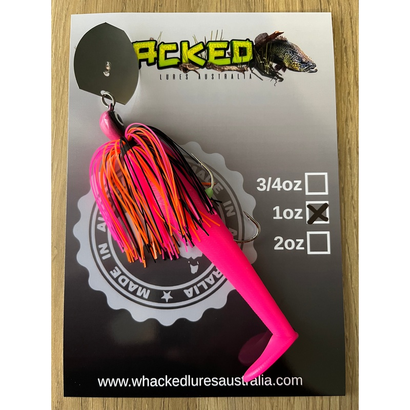 1oz ‘Crazy Eyes’ CHATTERBAIT ~ CANDY PINK ~ 5 Paddle Tail Trailer + Stinger