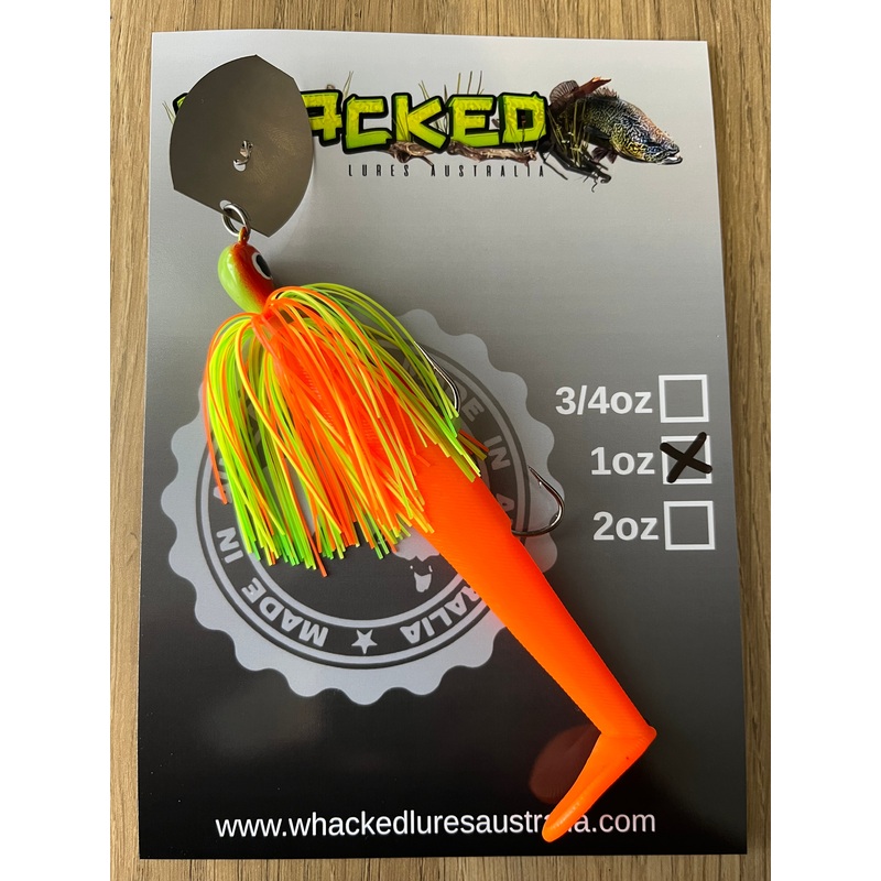 1oz ‘Crazy Eyes’ CHATTERBAIT ~ CITRUS ~ 5 Paddle Tail Trailer + Stinger