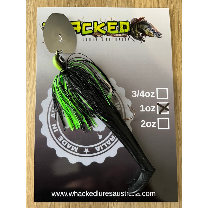 1oz ‘Crazy Eyes’ CHATTERBAIT ~ LIME SPIDER ~ 5 Paddle Tail Trailer + Stinger