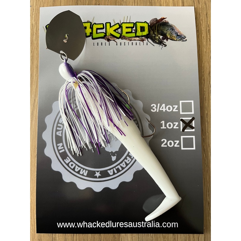 1oz ‘Crazy Eyes’ CHATTERBAIT ~ REGAL WHITE ~ 5 Paddle Tail Trailer + Stinger