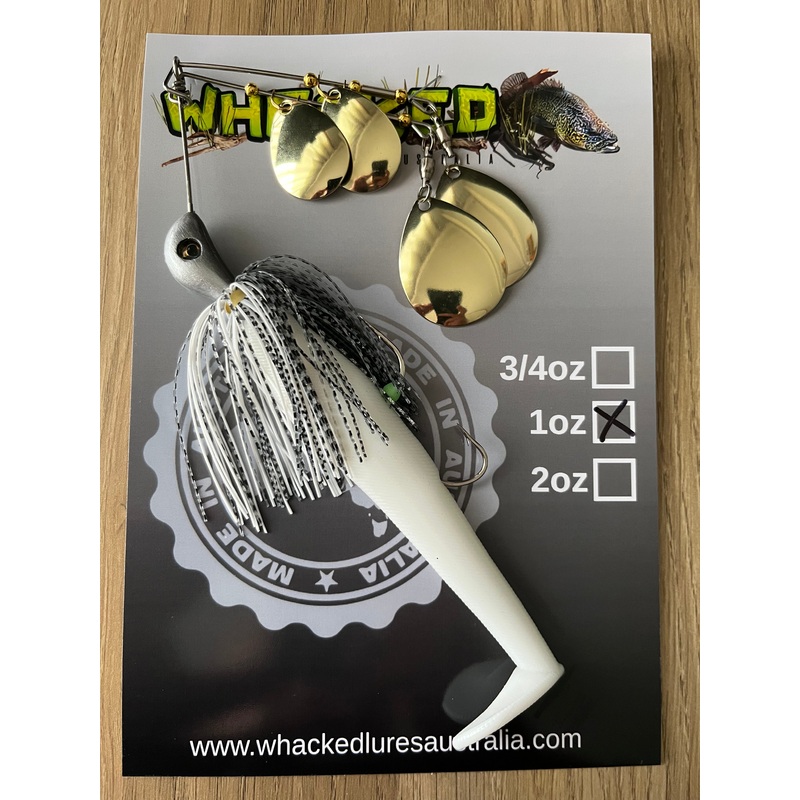 1oz Quad Spin Spinnerbait ~ BONY BREAM ~ Paddle Tail Trailer + Stinger Hook (Gold Blades)