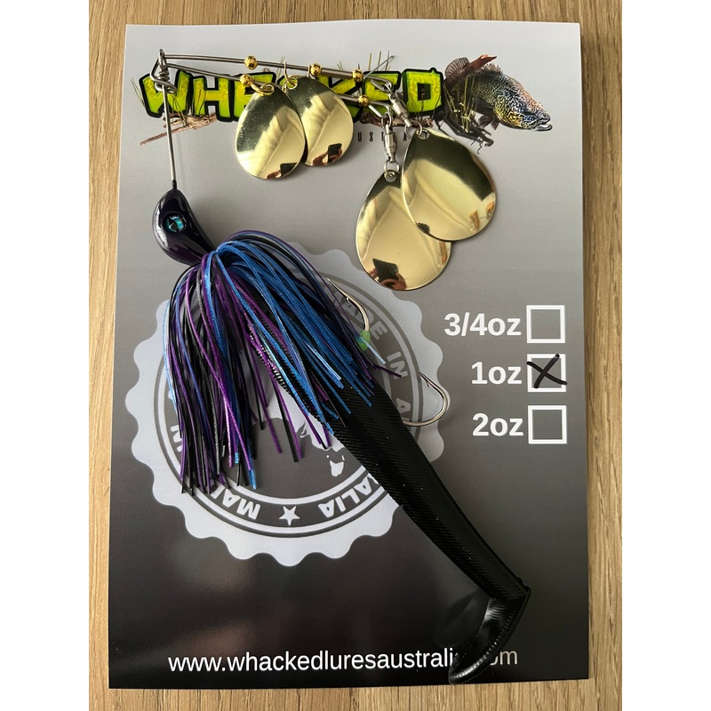 1oz Quad Spin Spinnerbait ~ BRUISER ~ Paddle Tail Trailer + Stinger Hook (Gold Blades)