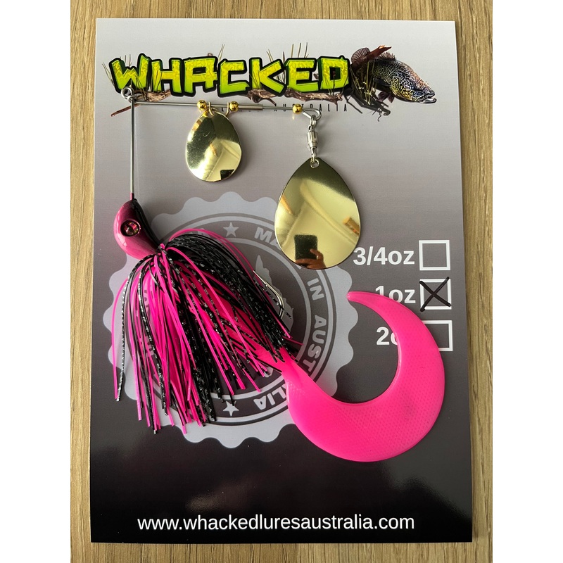 1oz Spinnerbait ~ SEXY WITCH ~ 6 Grub Trailer (Gold Blades)