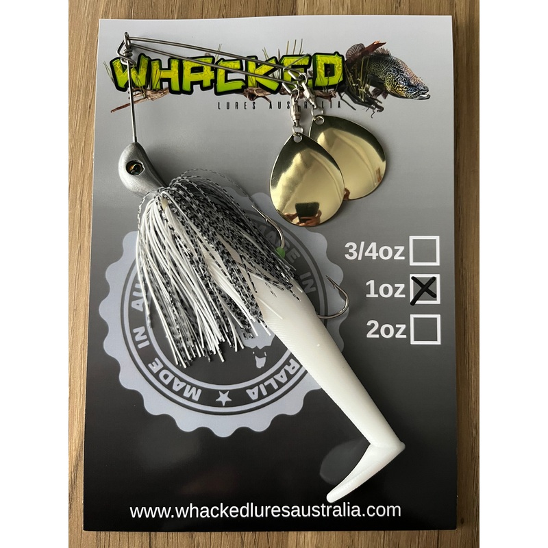 1oz Twin Spin Spinnerbait ~ BONY BREAM ~ Paddle Tail Trailer + Stinger Hook (Gold Blades)