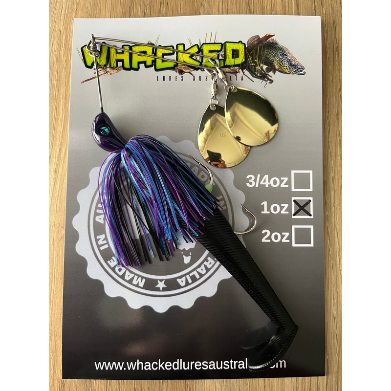 1oz Twin Spin Spinnerbait ~ BRUISER ~ Paddle Tail Trailer + Stinger Hook (Gold Blades)