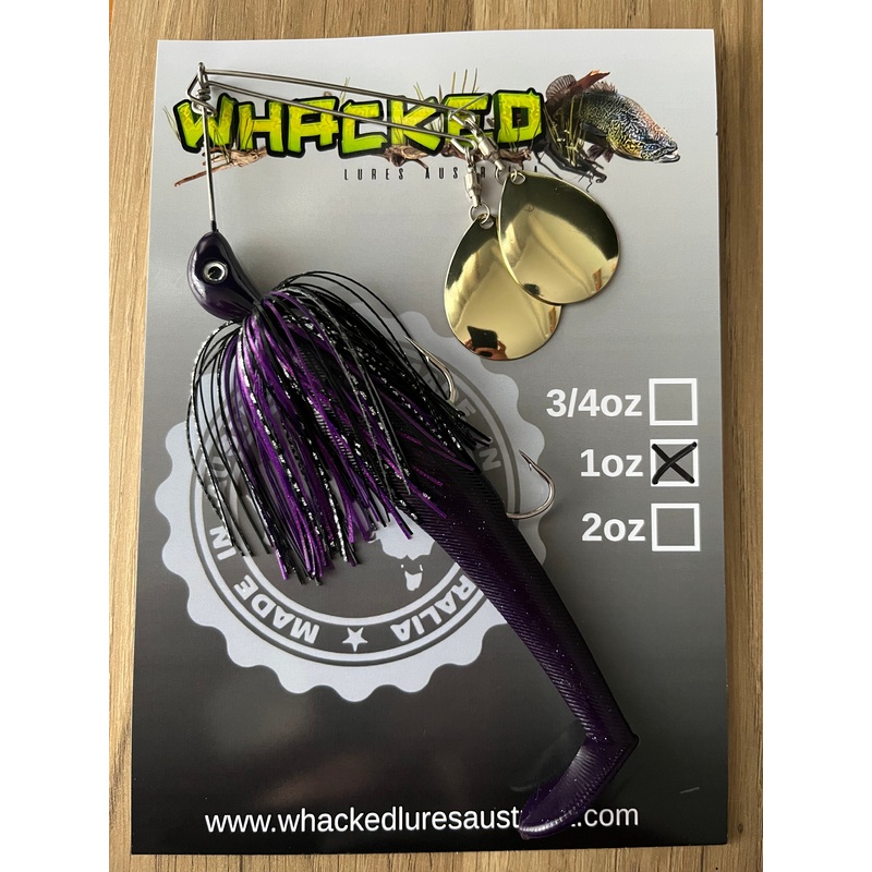 1oz Twin Spin Spinnerbait ~ PHANTOM PURPLE ~ Paddle Tail Trailer + Stinger Hook (Gold Blades)
