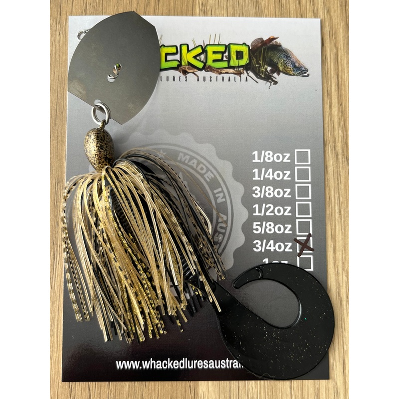 3/4oz CHATTERBAIT ~ BLACK & GOLD ~ Grub Trailer