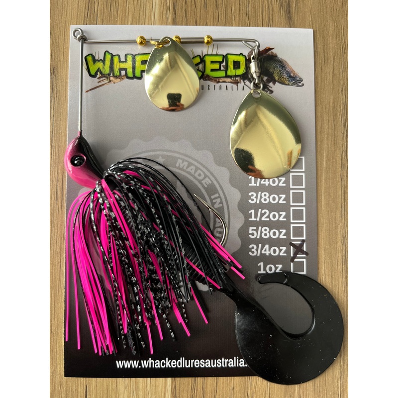 3/4oz Spinnerbait ~ SEXY WITCH ~ Grub Trailer (Gold Blades)