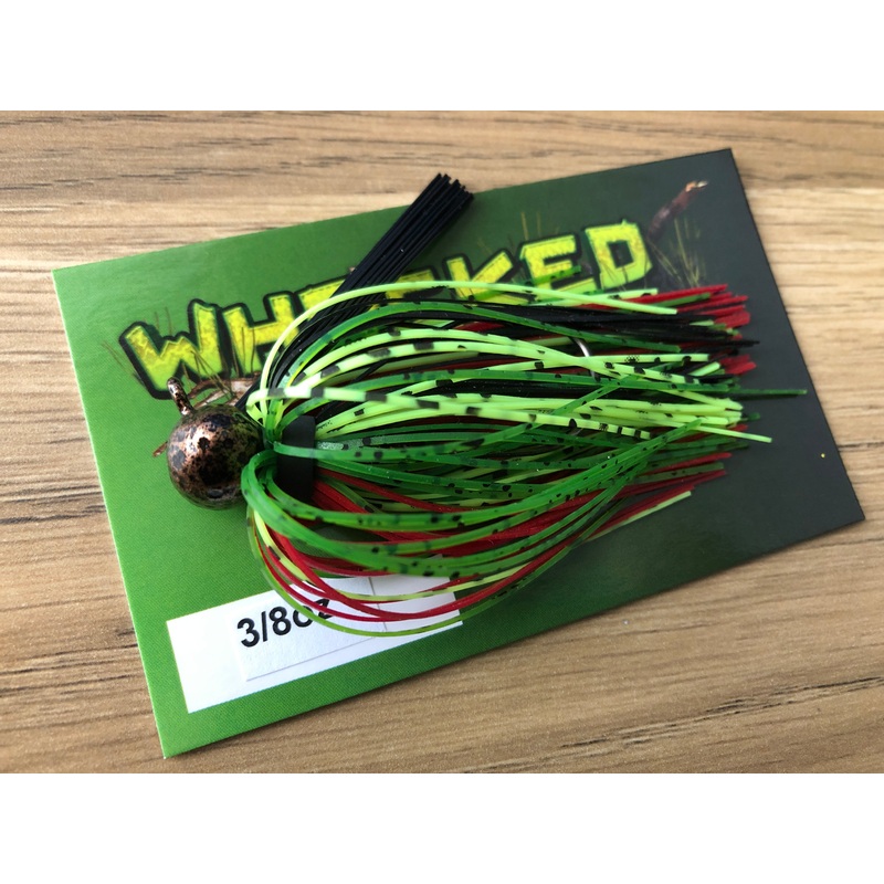 3/8oz WHACKED FOOTBALL JIG – REDFIN GREEN