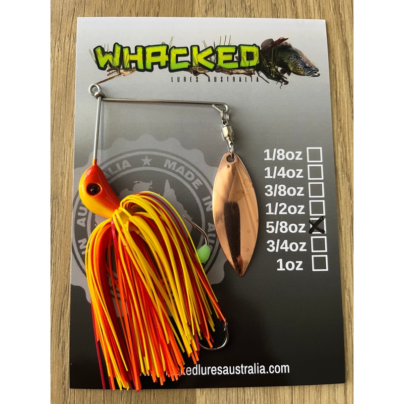 5/8oz Compact Single Willow Blade Spinnerbait ~ SUNRISE ORANGE ~ Stinger Hook