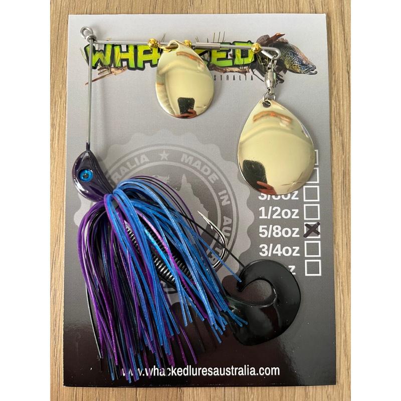 5/8oz Spinnerbait ~ BRUISER ~ Grub Trailer (Gold Blades)