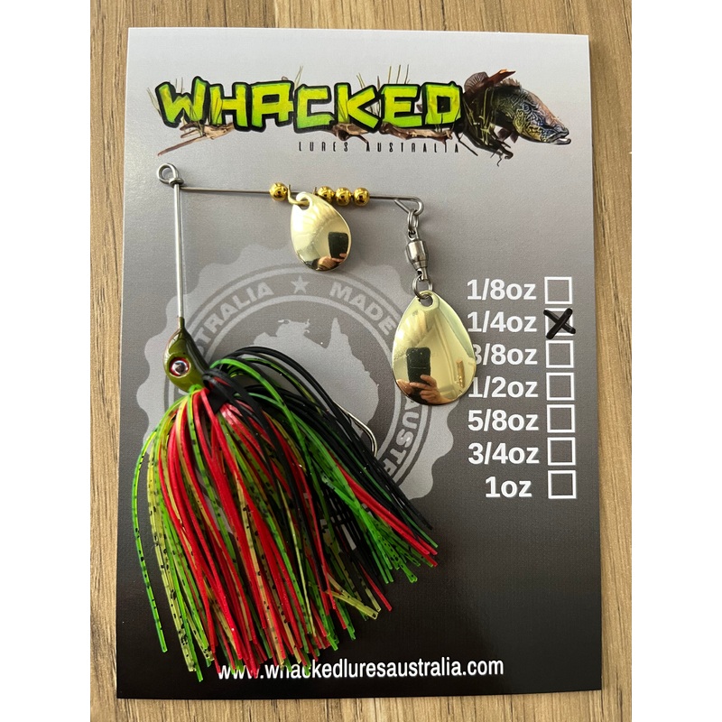 1/4oz Spinnerbait ~ REDFIN GREEN (Gold Blades)