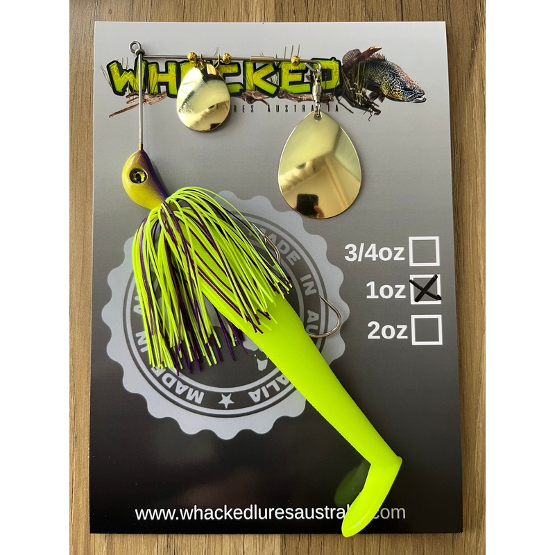 1oz Spinnerbait ~ BAHAMA ~ 5 Paddle Tail Trailer + Stinger Hook (Gold Blades)