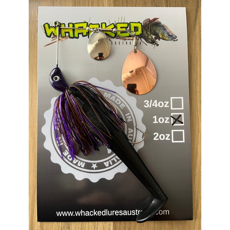 1oz Spinnerbait ~ NIGHT SKY PURPLE ~ 5 Paddle Tail Trailer + Stinger Hook (Mixed Blades)