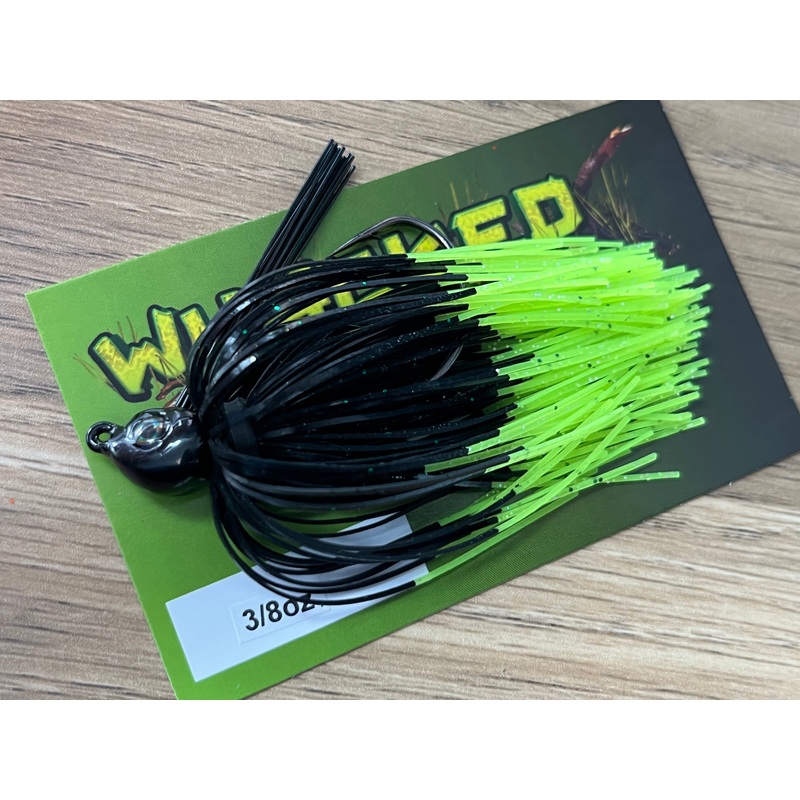 3/8oz WHACKED POISON TAIL JIG ~ FLURO DIP BLACK