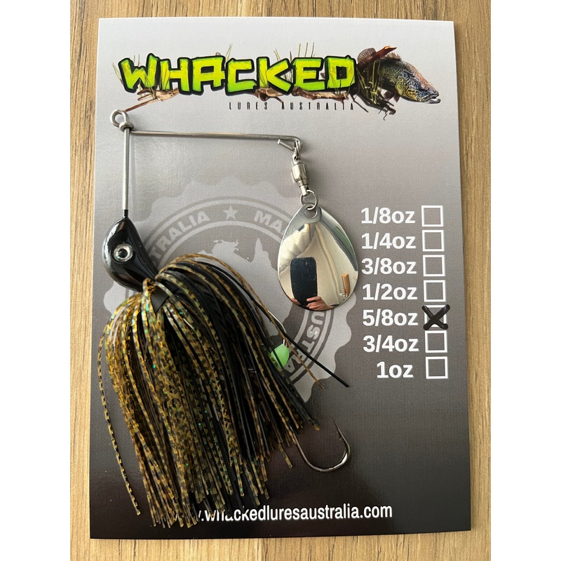 5/8oz Compact Single Blade Spinnerbait ~ BLACK GUPPY ~ Stinger Hook