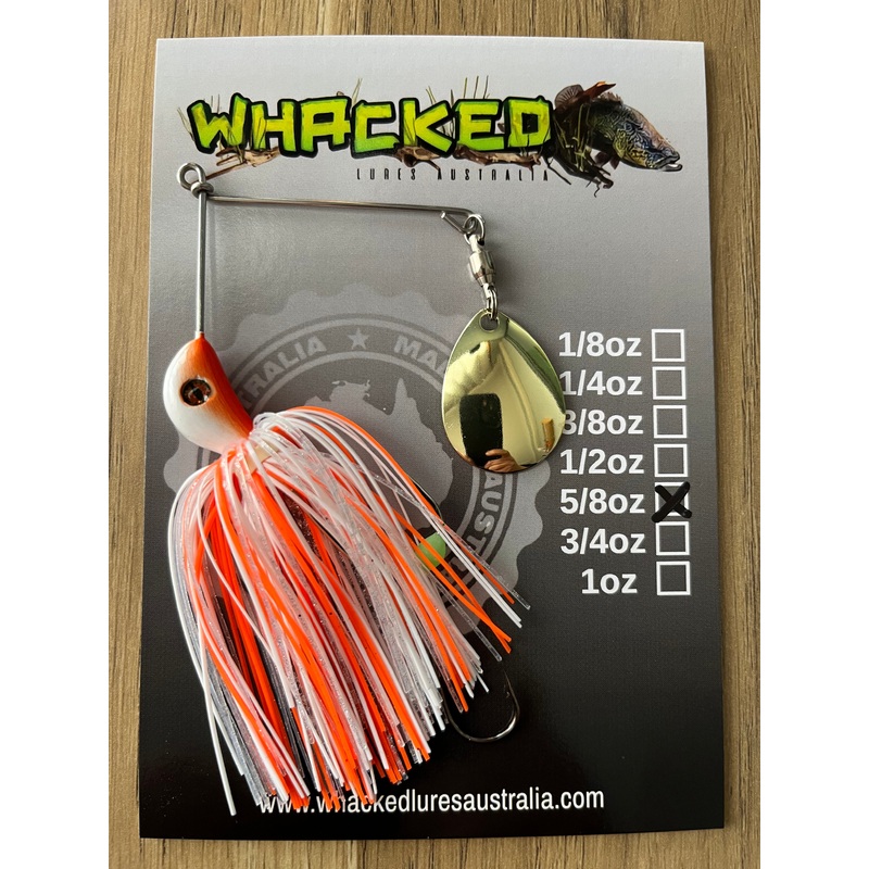 5/8oz Compact Single Blade Spinnerbait ~ ORANGE ICE ~ Stinger Hook