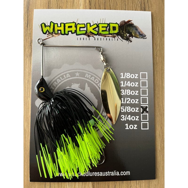 5/8oz Compact Single Willow Blade Spinnerbait ~ FLURO DIP BLACK ~ Stinger Hook