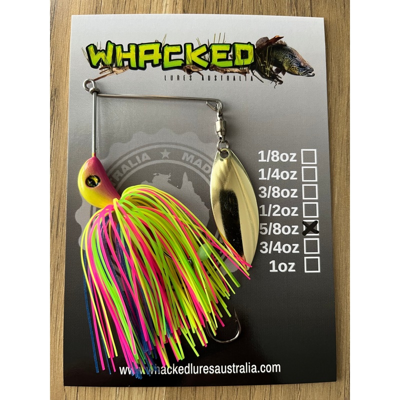 5/8oz Compact Single Willow Blade Spinnerbait ~ FLURO POP ~ Stinger Hook