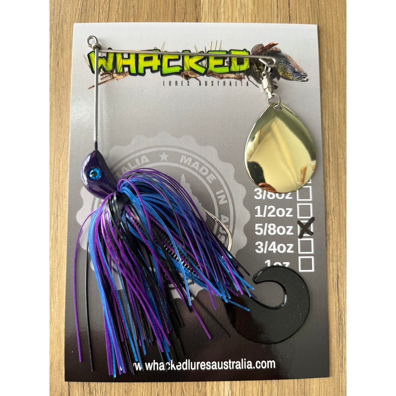 5/8oz Single Blade Spinnerbait ~ BRUISER ~ Grub Trailer (Gold Blade)