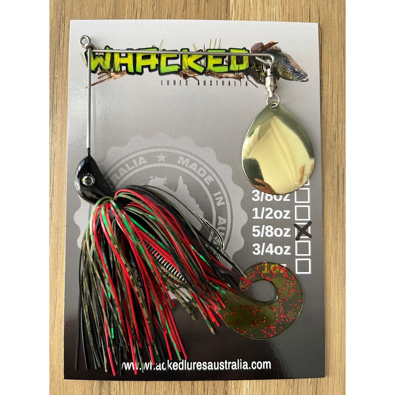 5/8oz Single Blade Spinnerbait ~ NATURAL PERCH ~ Grub Trailer (Gold Blade)