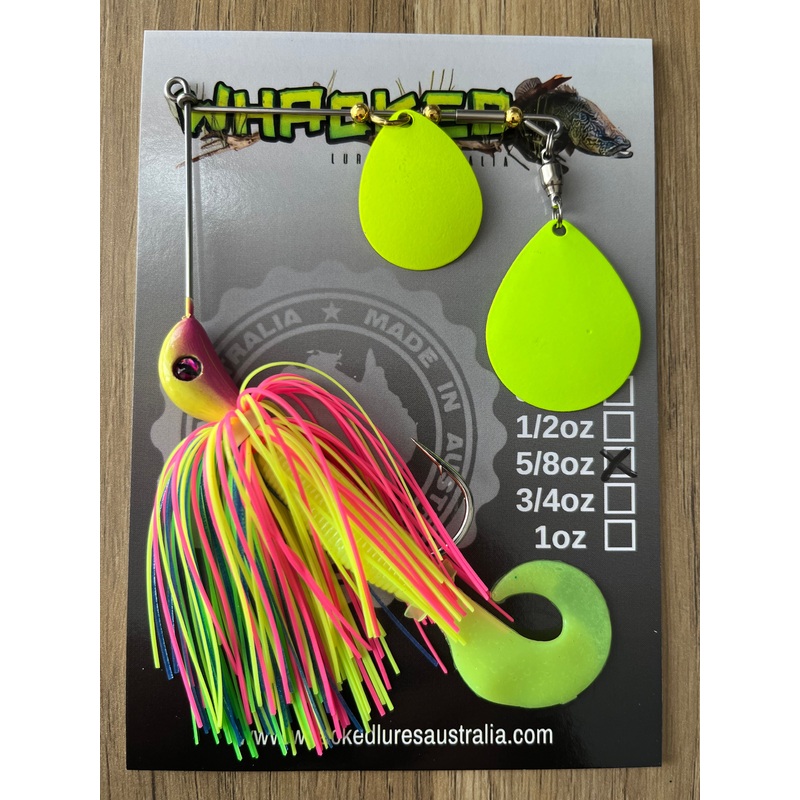 5/8oz Spinnerbait ~ FLURO POP ~ Grub Trailer (Coloured Blades)